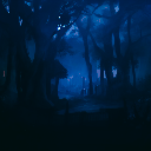 Night forest, dark background, scary