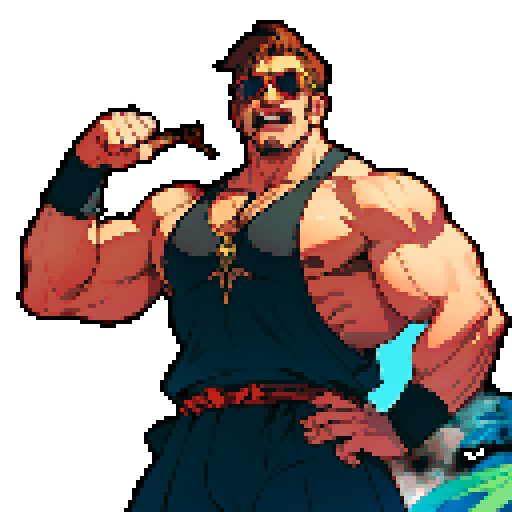 Strong, Big, Buff, Man in underwear doing a silly pose with sunglasses