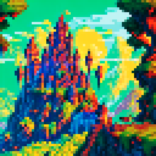 Majestic castle, towering mountains, giant cat standing over city, dragon wings, landscape portrait
