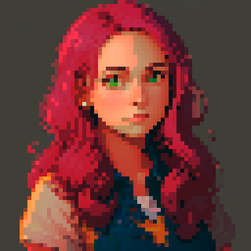 Create a star-dew valley inspired portrait of a woman