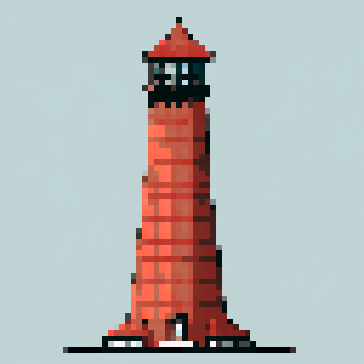 red clay shingle tower minnaret. Usable as an asset (clear, thick lines and a white background)