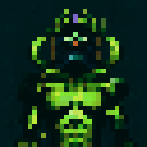 Monkey head with furrowed brow, fierce expression, and sharp teeth, depicted in 32x32 pixel art with a dark, medieval color scheme and skillful shading to create a close-up portrait reminiscent of a game icon