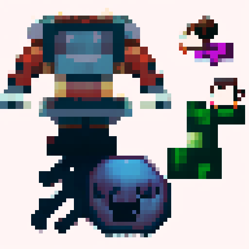 sprite sheet, overworld sprites, front facing sprite, back facing sprite, shiny version of sprites