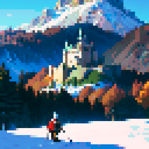 Knight sleeping under a tree while a castle sits in the background. Snow-capped hills. All rendered in a vibrant clear art style.