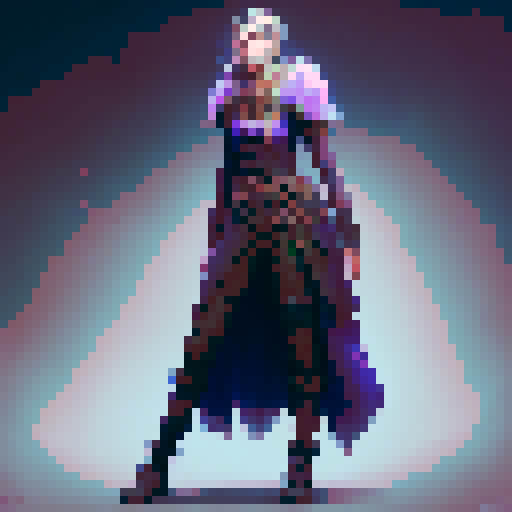 Full body of female celtic druid, side view sprite for platformer game