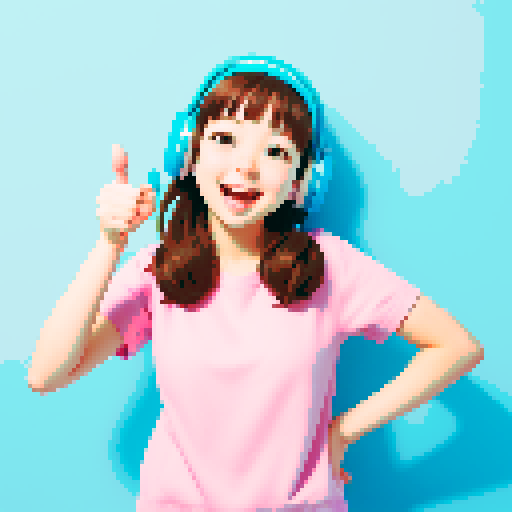thumb up, girl, happy, excited, blue background