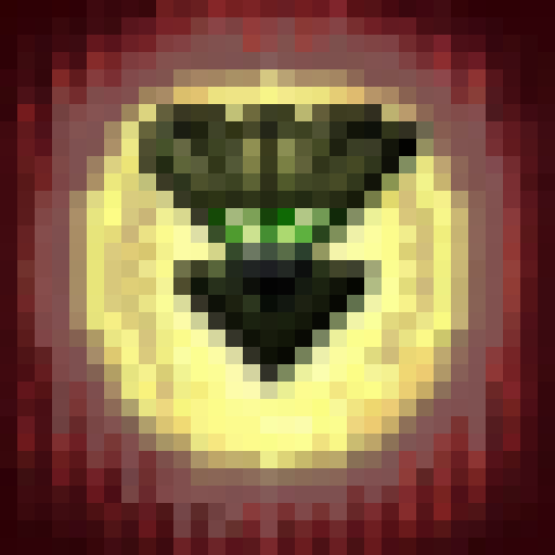 Moonlit forest, glowing eyes, razor-sharp fangs, snarling beast, rendered in pixelated 32x32 skill art.
