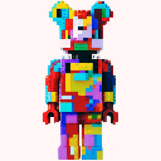 colorful pixel lego blocks arranged in a playful, vibrant composition, showcasing the intricate details and vibrant colors of pixel art in the sRGB color space
