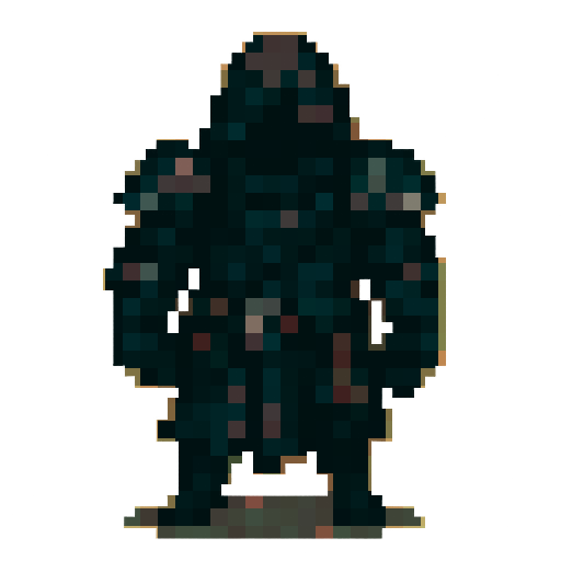 I uploaded your image (example) to the AI, set up a prompt to write, and created it using it: Prompt for creating 2D RPG hero sprites:

Character type:

A man in dark, heavy, hooded armor.

The image of a hidden hero, reminiscent of an assassin or a grim warrior.

Clothing and armor:

Hood concealing the face (no distinct features).

Dark armor with metal plates on the shoulders and arms.

A belt with several pouches or knives, possibly a dagger or short sword, hanging from the belt.

Twisted or