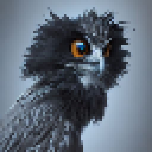 Menacing, sharp-feathered Eldritch Owl with evil black, white, and silver color scheme in Fantasy RPG style. full face