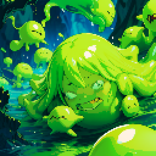slime surging up around someone, slime engulfing a hero, slime consuming a hero, hero getting engulfed by slime