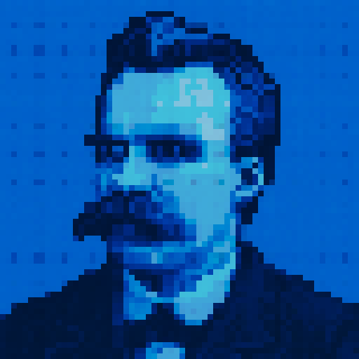 A blue colored nietzsche portrait