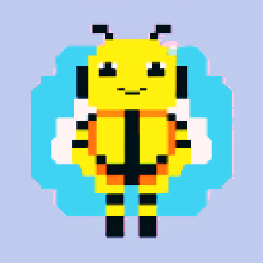 antropomorphic smiling bee in pants