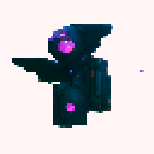 purple and orange dragonfly sprite that works as a common enemy in a platformer game. it should be side view.