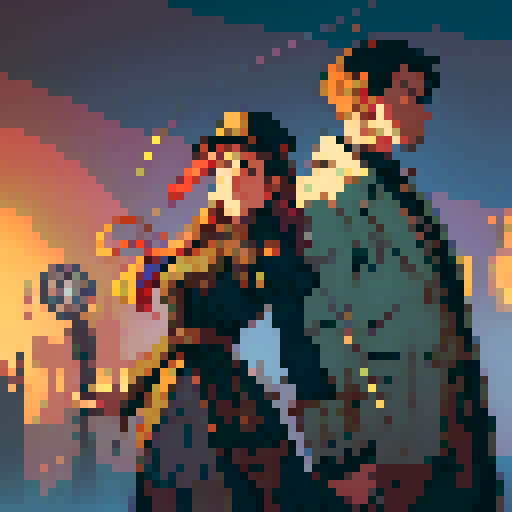 Steam Clock Tower, vintage, Victorian era, copper pipes, brass gears, steam-powered, ornate, intricate details, clock face, roman numerals, mechanical, whirling steam, wisps of fog, pixelated, vibrant colors, retro, nostalgic, 8-bit aesthetic, sRGB palette