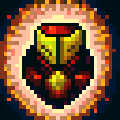 "Beta", vibrant sRGB colors, bold black outline, close-up, 32x32 pixel art, badge style, game icon, skill art, portrait