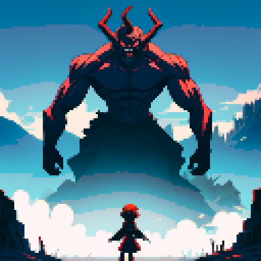 evil monster rising in the horizon