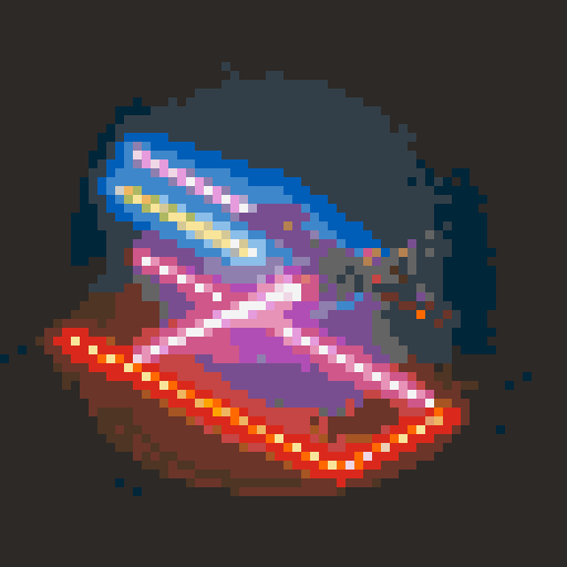 A pixelated Millennium Falcon soaring through a vibrant cosmos, illuminated by the glow of a neon lightsaber duel between Darth Vader and Luke Skywalker, with explosions of pixelated debris creating a mesmerizing display of retro-style Star Wars cover art