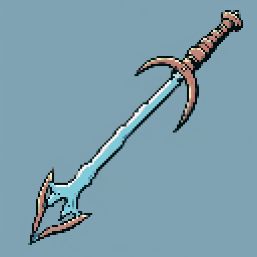 I want a wickedly sharp harpoon. It should be seen from the side without perspective. I want this object usable an asset in a videogame, meaning only one object per image, outlined with a strong black stroke, on a solid-color background. 