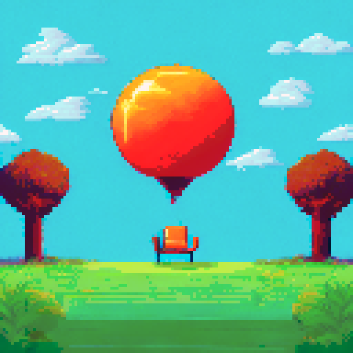 space, grass, chair, orange helicopter