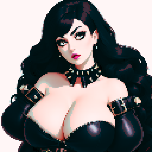 curvy, busty goth babe with studded collar. Portrait of head, Nude big titty goth, in a close up nude glamour shot. 