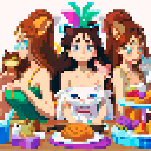 
flat illustration of a girl with many cats, cartoon style, close-up