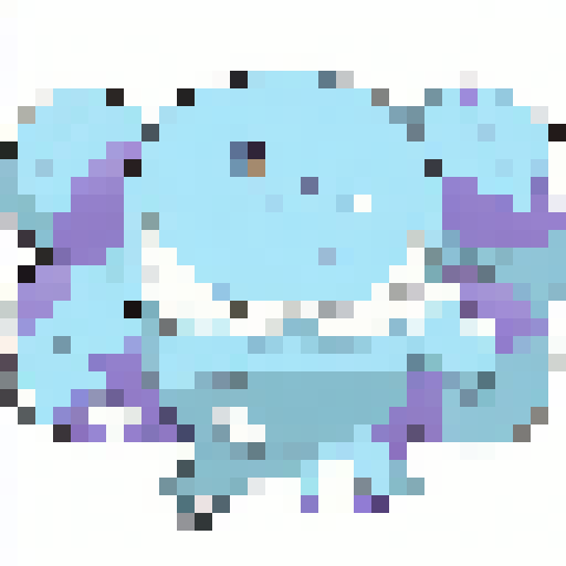 Wooper, with arms, in Pokemon Black and White style, stands in a tranquil, forest clearing with a babbling brook, surrounded by vibrant, blooming flowers.