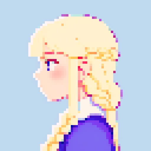 a girl with white braid, side view