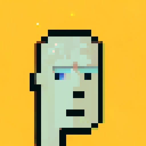 Cryptopunk character with vibrant neon hair, pixelated sunglasses, and a mischievous grin, set against a futuristic cityscape with pulsating holographic billboards and pixel art skyscrapers