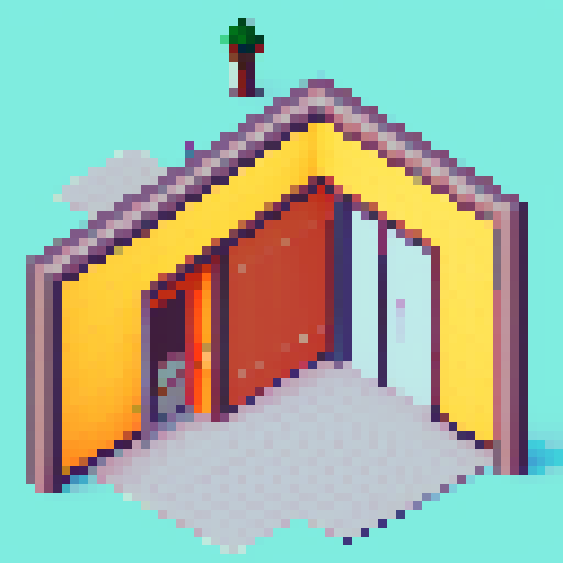 school hallways with doors and windows, side scroller