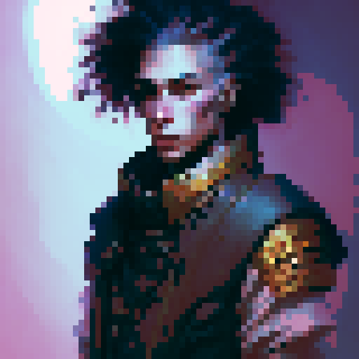 portrait of an 80's high-fantasy character. The character is male. The character should be facing the camera, focusing on the head and shoulders. 