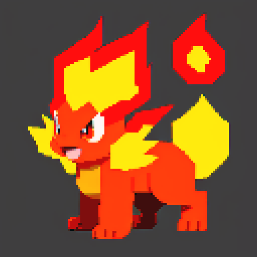 Pokemon style fire type starter, no background