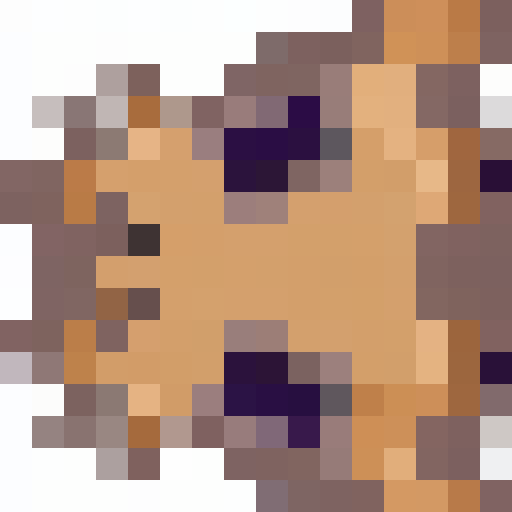 snake head tile visible from above, symmetric, vivid blue-purple-red colours, many small eyes