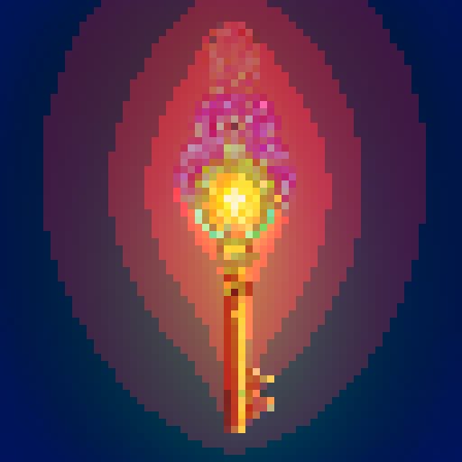 magical key, glowing with vibrant colors, intricate design, shimmering with pixelated details, sparkling with sRGB brilliance
