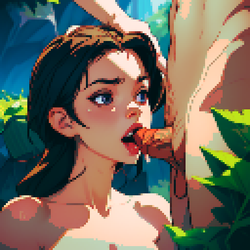 sexy naked woman gagging on penis, oral sex, realistic porn