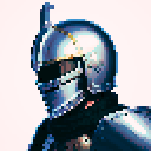 knight, game icon, skill art, portrait, pixel art, noble armor, sword, shield, helmet, detailed facial features, vibrant colors, medieval