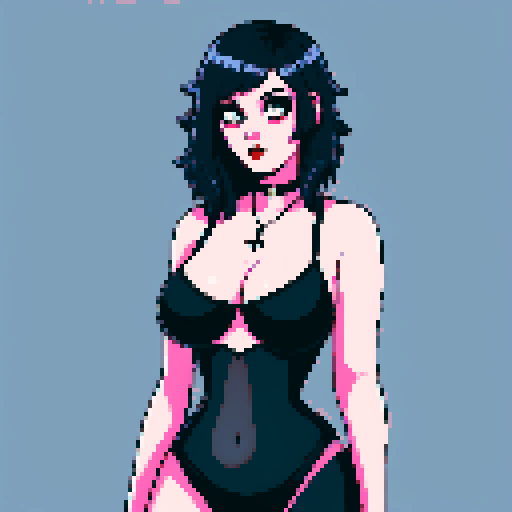 busty goth, nude curvy goth, cute goth woman, with black hair, nude breast, beauty photo, glamour shot, avatar portrait