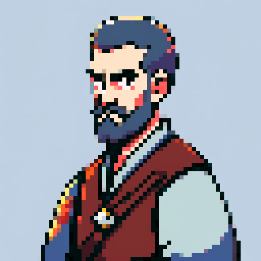 character portrait, medieval, guard, mean-looking, rough beard, fantasy, face only