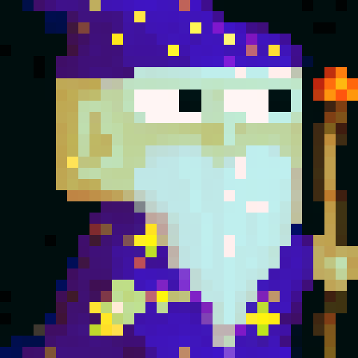 Legendary Wizard v2 with white skin, royal clothes, game icon style, 32x32 pixel art, sRGB, skill art, close up,