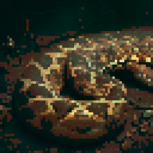 Russell's viper snake, night time, dark background