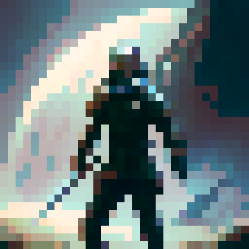 Medieval boy in chainmail armor, wielding a gleaming sword all drawn in a classic 16-bit pixel art style