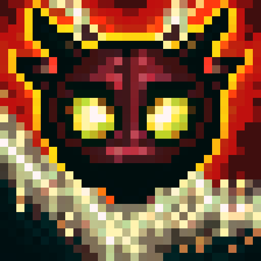 A small demonic creature with tiny horns and bat-like wings, dark red skin, and glowing yellow eyes. It has a mischievous grin and a long, pointed tail. No background.