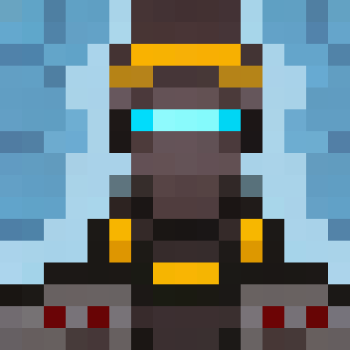 knight, medieval, pixel art, close up, portrait, helmet with golden visor, chainmail armor, flowing red cape, fierce expression, shining sword, shield with heraldic design, battle scars