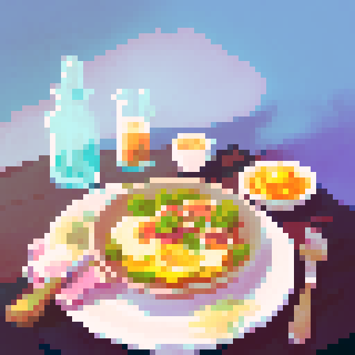 "Stethoscope draped over the edge, the breakfast feast sprawls across the table - a crisp landscape of golden toast, fluffy scrambled eggs, and sizzling bacon - as the doctor dines in portrait style."