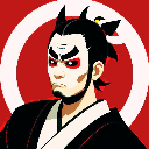 A Samurai DJ with a traditional Japanese mask