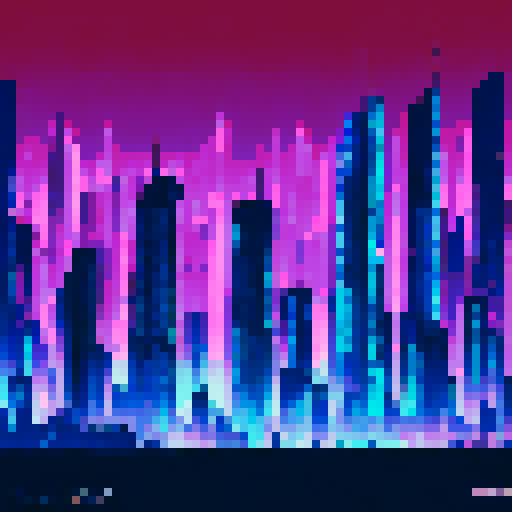 cyberpunk city view, neon-lit skyscrapers, 