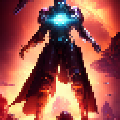 "Mechanical wings, glowing circuitry, and a laser sword adorn the armored hero in a post-apocalyptic wasteland, ready to face off against a horde of robotic enemies in this Fantasy RPG-inspired sci-fi image."