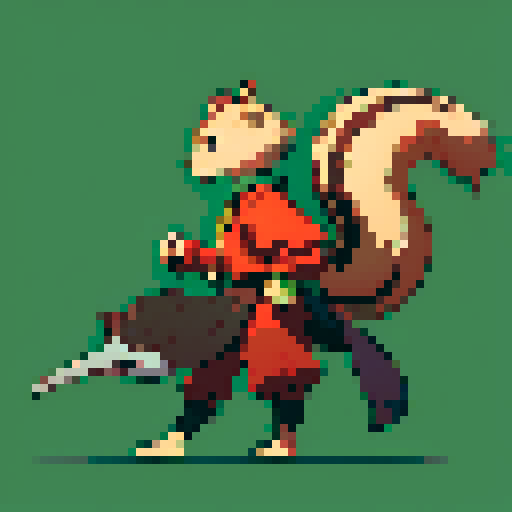 squirrel, fullbody sideview, sprite sheet