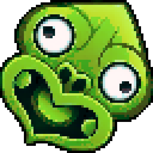 A twisted green Hei Tiki head, wide-eyed and contorted, exuding a mix of mischief and madness, stylized with bold lines and exaggerated featuresIN PIXEL ART