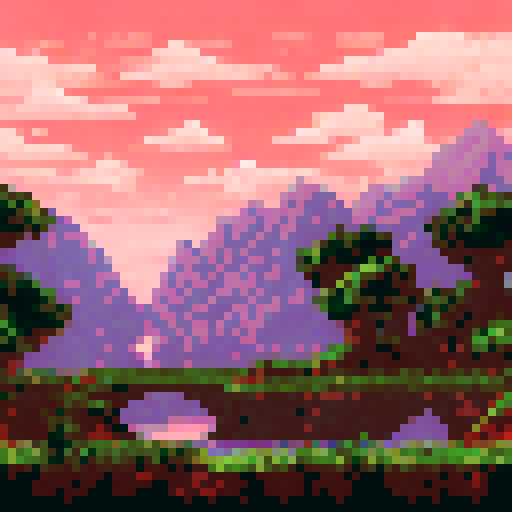 natural ridge in foreground, background consisting of dense vegetation, such as subtropical and temperate forests, cover for hunting, hilly and mountainous areas with suitable terrain for its stealthy hunting behavior, side scrolling game art, 8 bit pixel art, hard corner square pixels, 72 x 72 pixels, 32 color